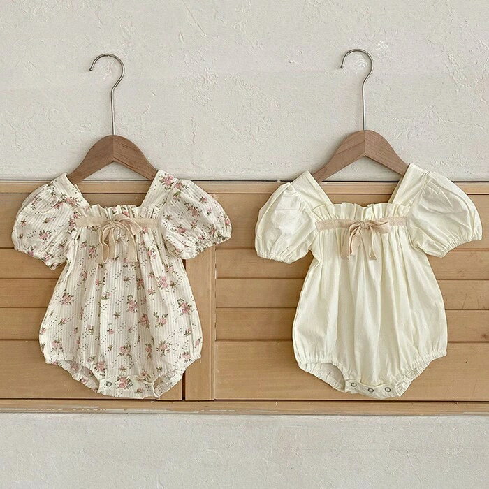 Rakuten - 2種類　キッズ　バックリボンロンパース　韓国子供服　66〜100cm