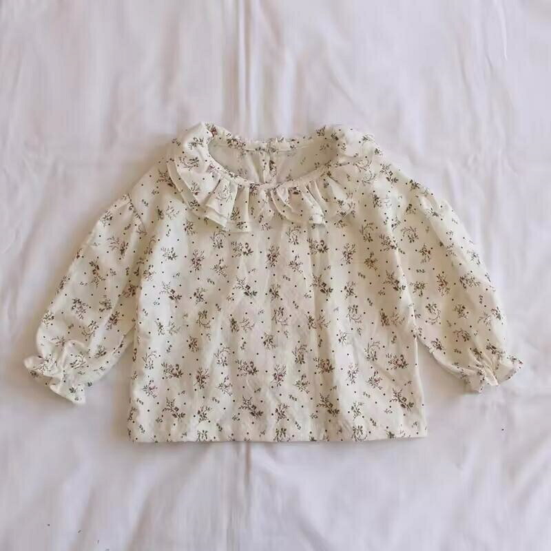 樂天商城 - キッズ　ダブルカラーフローラルブラウス　韓国子供服　73cm〜120cm