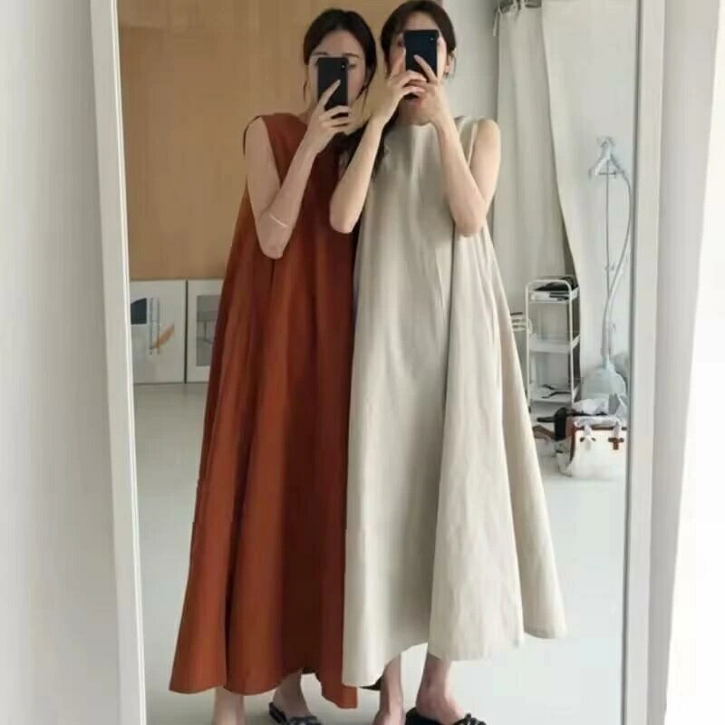 Rakuten - 2カラー　レディース　ノースリーブゆるワンピース　韓国レディース服　ワンサイズ