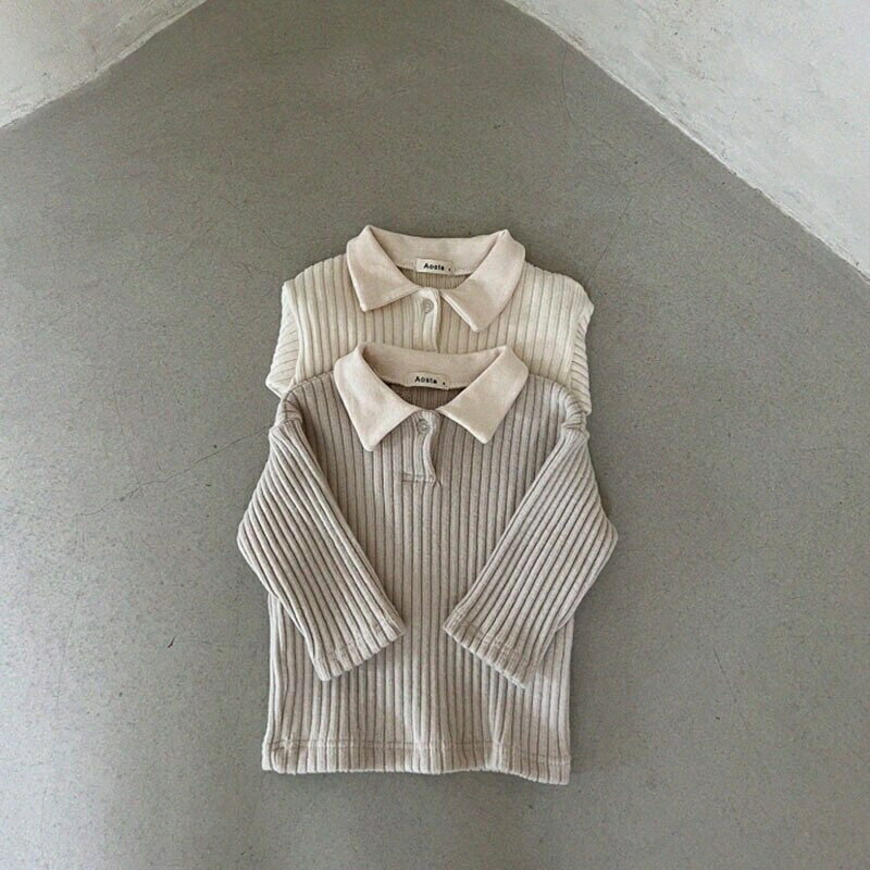 Rakuten - 2カラー　キッズ　襟付きリブカットソー　韓国子供服　73cm〜100cm