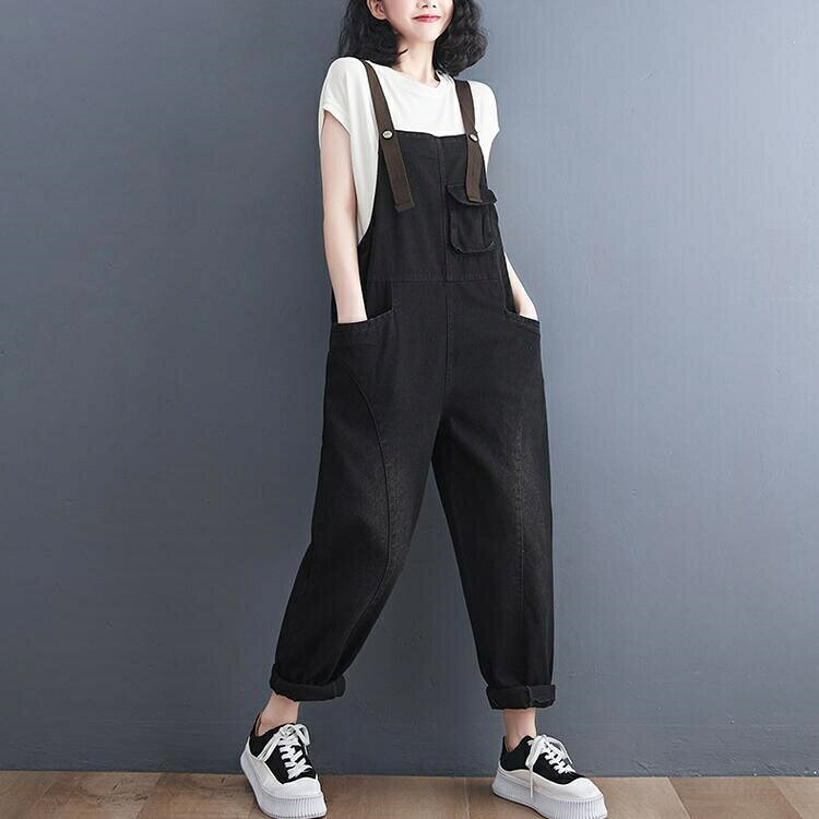 どぅいっとストアの【10%OFFクーポン】【大人可愛いデニムサロペット】サロペット デニムサロペット オールインワン サロペット サルエルパンツ デニム レディース オーバーオール ワイド ロング ゆったり カジュアル 春夏秋冬 大人 パンツ サロペット 可愛い きれいめ　カジュアル ゆったり｜アングル3