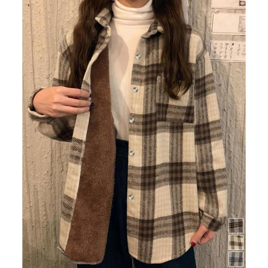樂天商城 - 裏起毛チェックシャツジャケット ゆったり