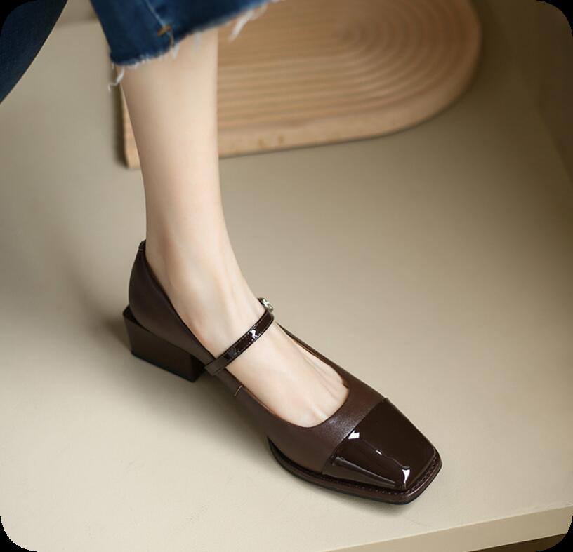 パンプス 春 靴 ストラップ レディース 歩きやすいウェッジヒール ヒール パンプス 美脚 スクエア ぺたんこ シューズ コンフォートシューズ レディー