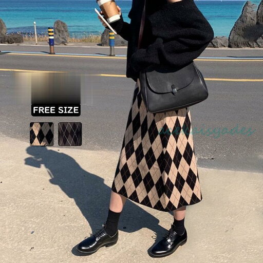 スカート ロング 秋冬 ニット ダイヤ柄 タイト ミモレ丈 ウエストゴム ストレッチ おしゃれ 膝下 スカート ロング 秋冬 ニット ダイヤ柄 タイト ミモレ丈 ウエストゴム ストレッチ おしゃれ 膝下