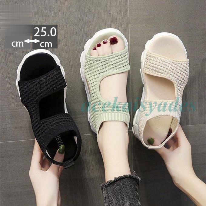 サンダル スポーツサンダル レディース ローヒール 厚底 ニット 軽量 歩きやすい パーティーきいサイズ 痛くない 通勤通学 走れる