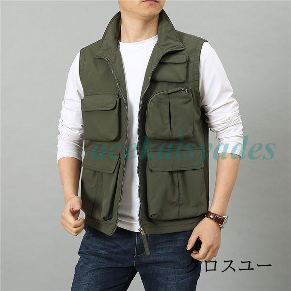 ベスト メンズ 春夏 吸汗速乾 清涼感 マルチポケット カジュアル ミリタリー 作業服 カメラマン 登山 野外撮影 作業ベスト