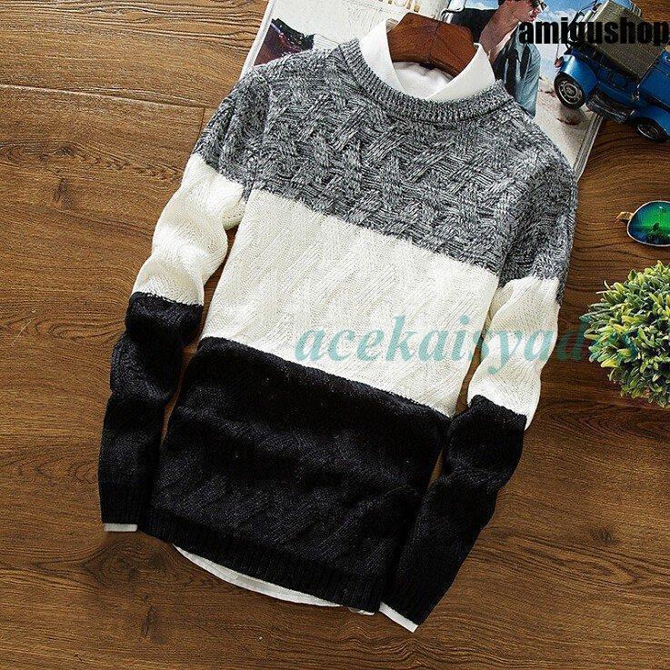 ニットセーター メンズ セーター 学生 プルオーバー ニット ニットソー 薄手 切り替え 部屋着 新作 秋着