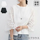 ブラウス 半袖 レディース チュニック 無地 シャツ 春 夏 春夏 ブラウスシャツ 二の腕カバー レース 体型カバー トップス 通勤 伸縮性 オフィス カジュア...
