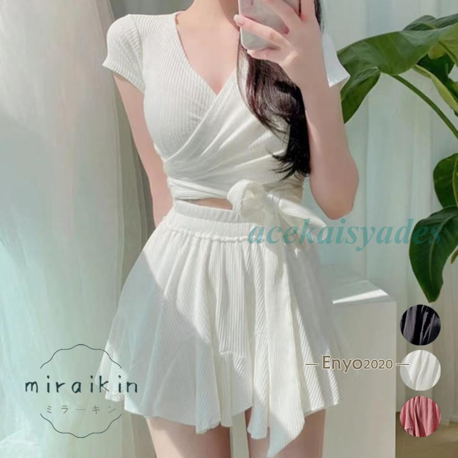 セパレート水着 カシュクール風上下セット レディース 水着ビキニ 2点セット ハイウエスト 露出控え目 ママ水着 体型カバー スイムウェア夏 海水浴