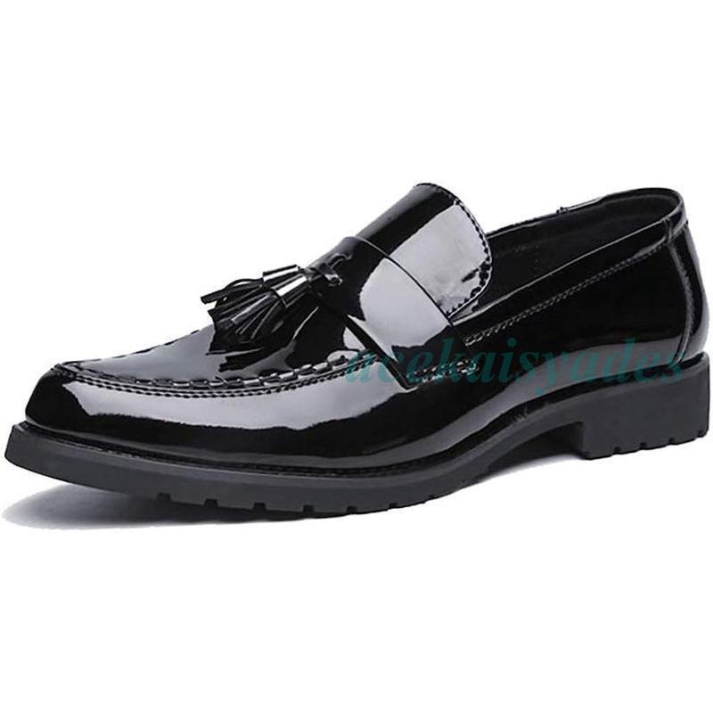 タッセルローファー メンズ ローファー スリッポン 革靴 軽量 エナメル モカシン ドライビングシューズ オペラシューズ ビジネス 防滑