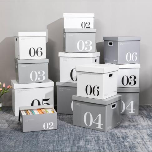 収納ボックス フタ付き おしゃれ 折りたたみ 北欧 ダンボール 大容量 メモリアルボックス オシャレストライプ 無地