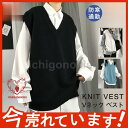 ニットベスト メンズ 袖なし ベスト Vネック アウター ニット トップス スクール 男子 学生 ゆったり カジュアル オシャレ 通勤 通学 秋 冬