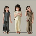 子供服 セットアップ 夏 韓国子供服 女の子 ジュニア キッズ 上下セット 無地 Tシャツ 半袖 ガウチョパンツ 可愛い おしゃれ 通学着 通園着