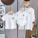 親子コーデ ベビー 赤ちゃん ペアTシャツ 半袖Tシャツ ロンパース カバーオール 親子コーデ 家族写真 お揃いコーデ 記念撮影 リンクコーデ 兄弟 姉妹 おしゃれ