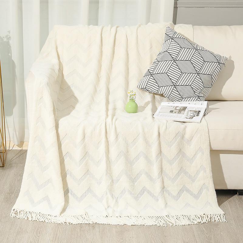 ひざ掛け 大判 ブランケット 膝掛け 掛け毛布 肩掛け毛布 フリンジ付き ニットブランケット ソファー オフィス 部屋 掛け布団 アウトドア 冬 2