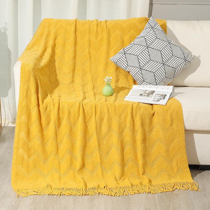 ひざ掛け 大判 ブランケット 膝掛け 掛け毛布 肩掛け毛布 フリンジ付き ニットブランケット ソファー オフィス 部屋 掛け布団 アウトドア 冬 3