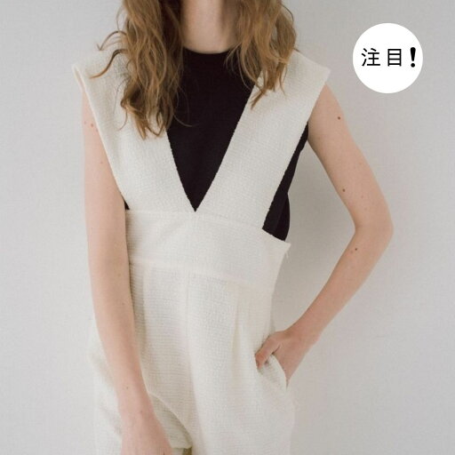ツイードサロペットパンツ/white ツイードサロペットパンツ/white