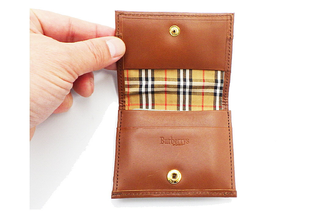 BURBERRY(バーバリー）本革コインケース　ブラウン　外箱付き　【中古】【人気】【美品】1167.