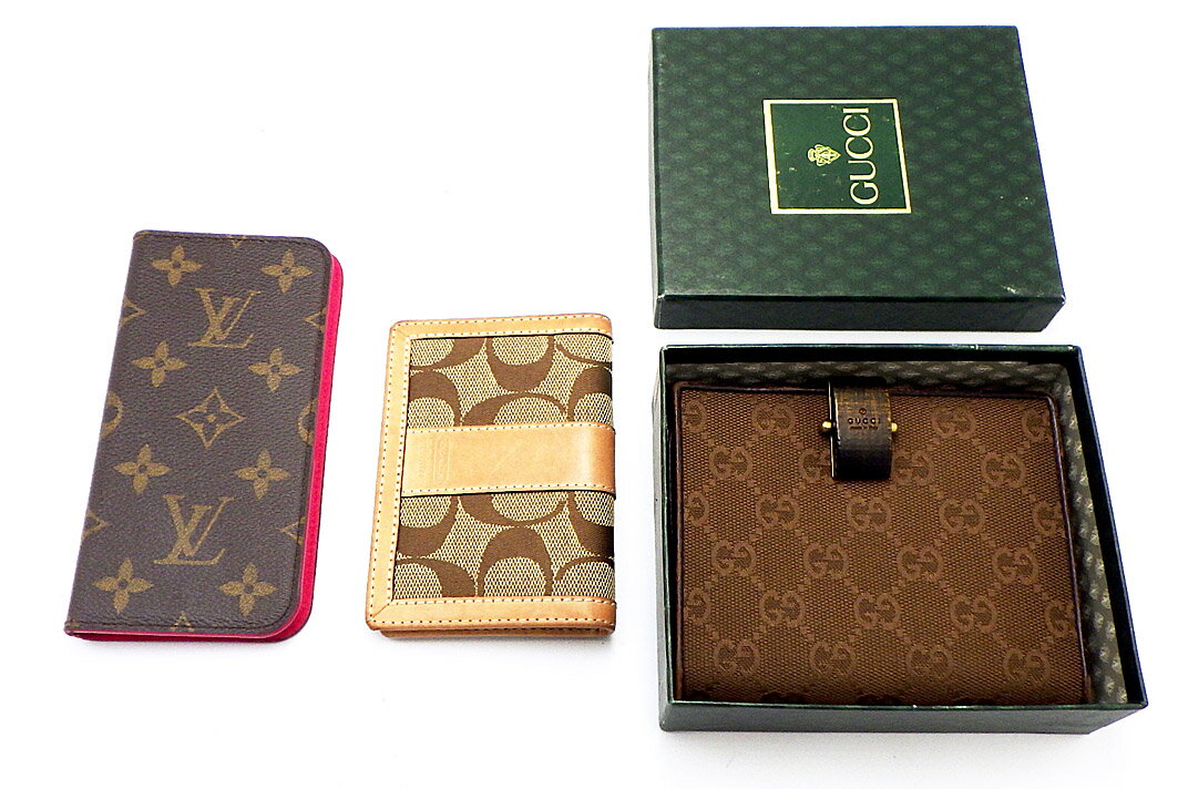 【LOUISVUITTON】【COACH】【GUCCI】財布 パスケース iPhoneケース 3点セット【中古】【人気】【お買い得セット】9067.