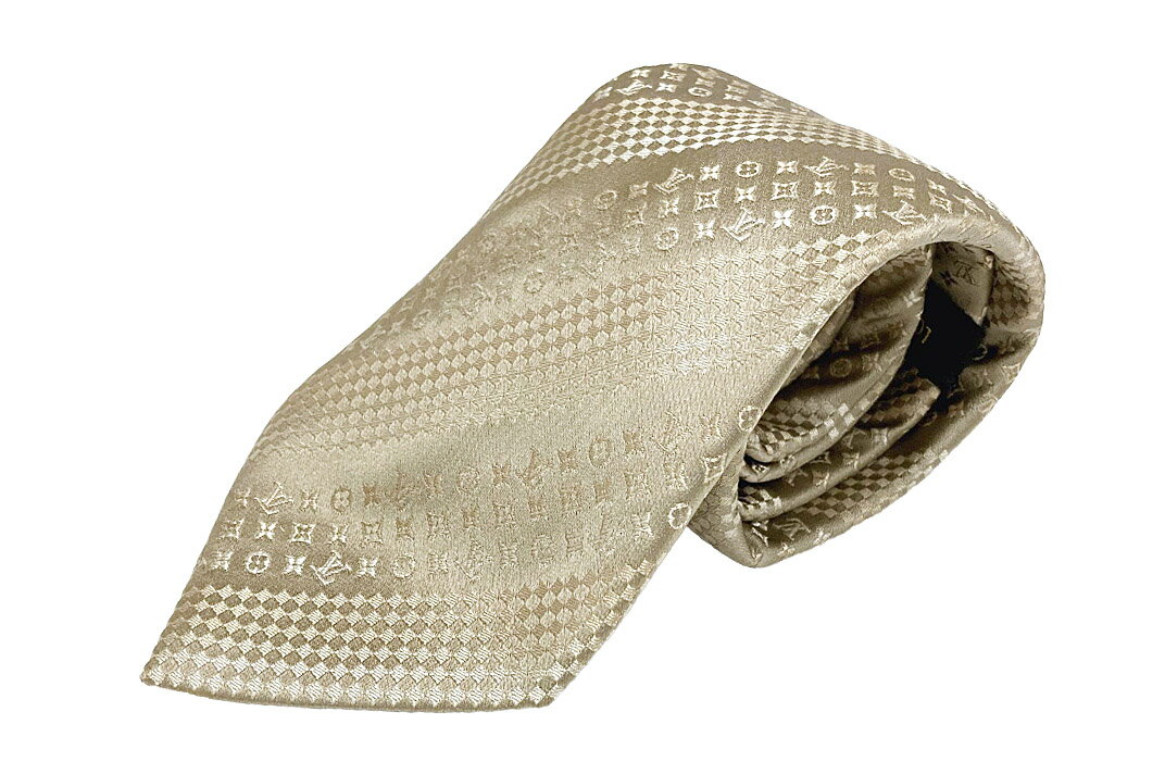 LOUISVUITTON(ルイヴィトン）ネクタイ モノグラムフラワー ストライブ シルク【中古】【人気】【美品】.8364.
