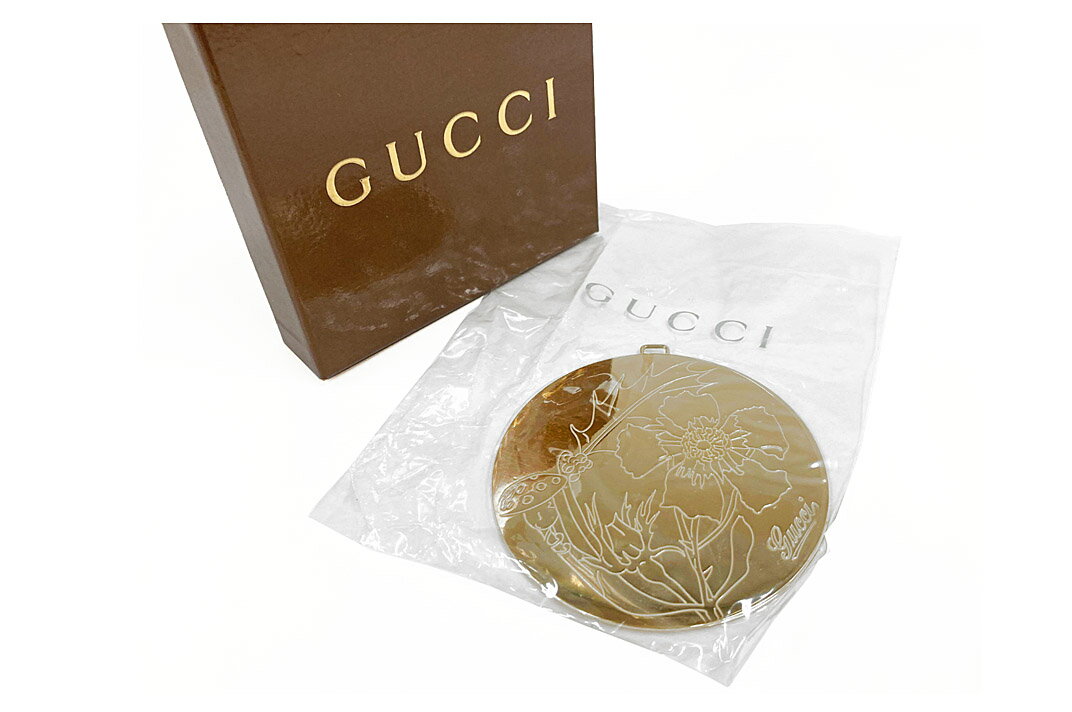 GUCCI(グッチ)ビッグ メダル ミラー チャーム フラワーオーナメント 外箱付き【中古】【人気】【未使用品】6710.