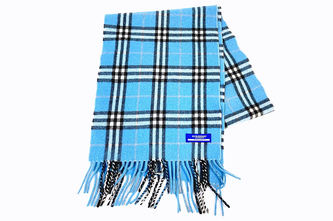 BURBERRY(バーバリー）ブルーレーベル　マフラー　ノバチェック　ブルー【中古】【人気】【良品】.6447.