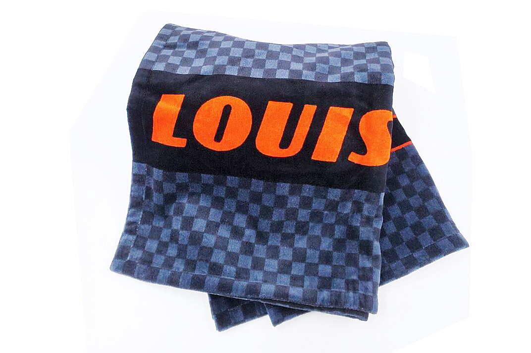 LOUISVUITTON(ルイヴィトン)M73393 ドラドゥバンダミエコバルトレース ブランケット ビーチタオル コットン 【中古】【人気】【未使用品】16...