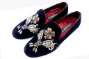Dolce & Gabbana(ドルチェ&ガッバーナ) ローファー ドレスシューズ モカシン ベルベット ミッドブルー クローバー/リボルバー サイズ#6.5 スリーパー付き【中古】【人気】【シューズ】【良品】.21045.