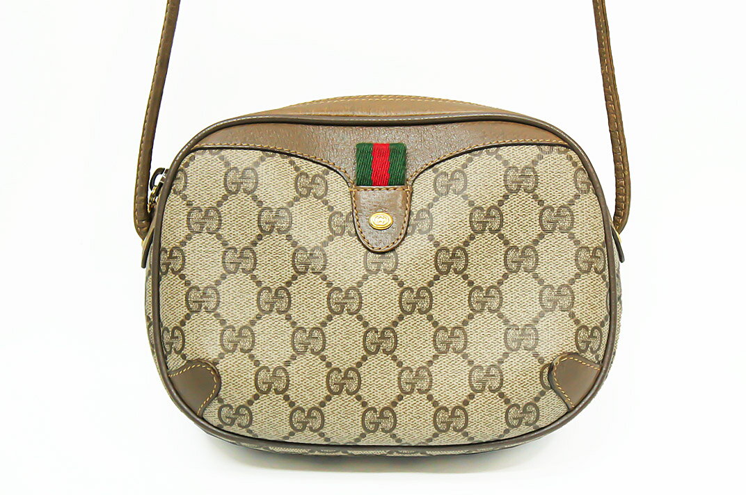 GUCCI(グッチ）89.02.066　オールドグッチ シェリーライン GGプラス ショルダーバッグ PVC レザー　【中古】【人気】【お勧め】40003.