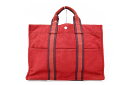 HERMES【エルメス】 ニューフールトゥ MM レッド キャンバス 【中古】【人気】【キャンバスシリーズ】【良品】5393.