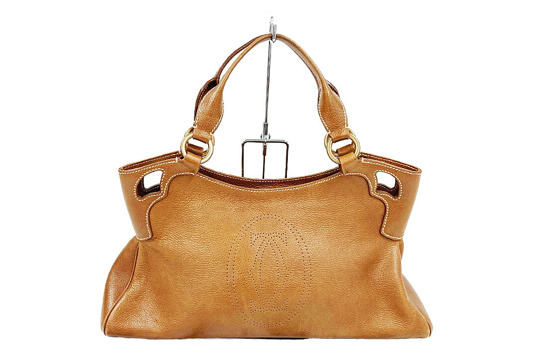 Cartier(カルティエ）マルチェロ 　Marcello　レザー ハンドバッグ 　ブラウン　L1000835　【中古】【人気】【良品】5318.