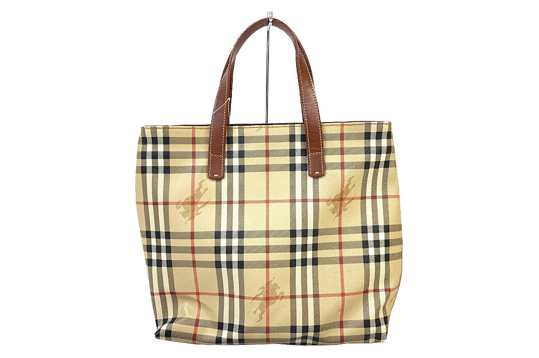 BURBERRY(バーバリー）ノバチェック　トートバッグ　PVC/レザー　5867.