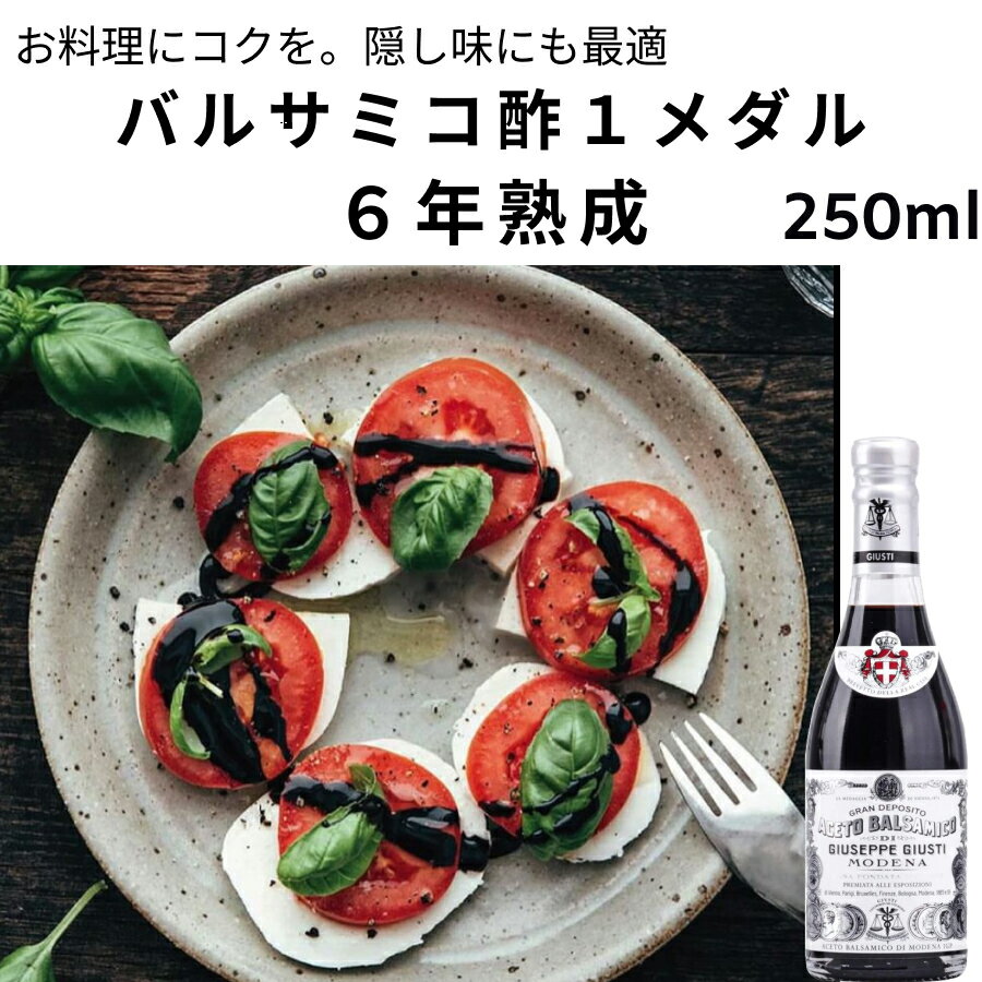 バルサミコ酢　6熟成 250ml 1本 12本 ケース購入お得 まとめ買いお得 業務用 ジュゼッペ ジュスティ（GIUSEPPE GIUSTI）1メダル プロフマート イタリア直輸入 ドルチェヴィータ ジャパンソルト ギフト お酢 飲茶　中華料理 母の日