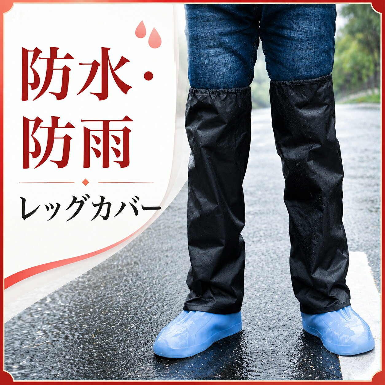 ＼5倍ポイント／レッグカバー 雨 雪 着脱かんたんはっ水レッグカバー サッと履ける雨よけレッグカバー 雨 自転車 通勤 通学 テフロン加工 撥水 撥油 防汚 防水 収納袋付き レインカバー 足元 足カバー おしゃれ かわいい レディース メンズ 男女兼用