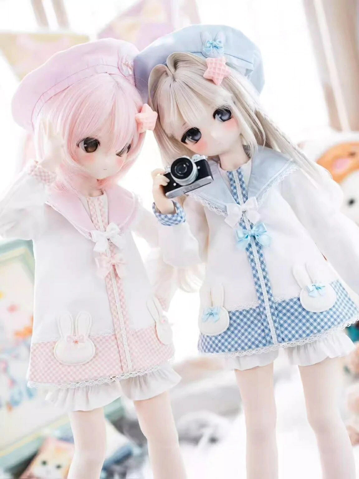 ドール用衣装(オーバーオール・ノーカラーブラウス)　1/4サイズ　ハンドメイド 楽天市場】22cmドール サイズ型紙＆作り方 サロペット4点セット＋V