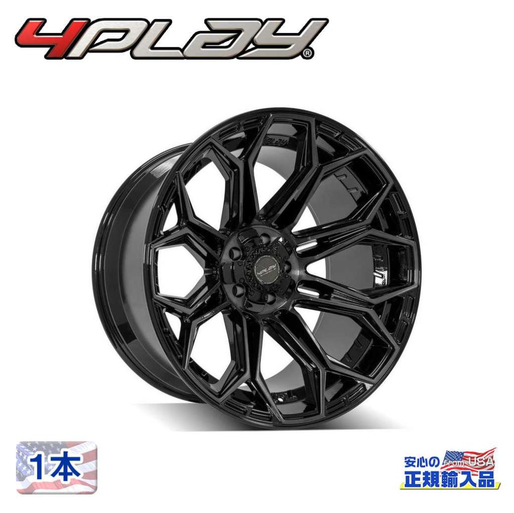 Rakuten - 【4PLAYWHEELS(4プレイ)正規品】22インチアルミホイール 1本Gen3/4P83 22×12 5H127 -44 CB87.1グロスブラック/ブラッシュドスポークフェイス 汎用