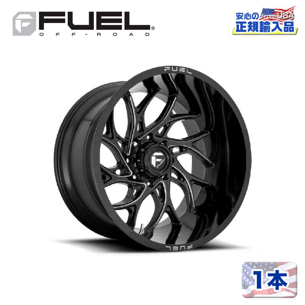 樂天商城 - 【FUEL OFFROAD (フューエルオフロード) 正規代理店】22インチホイール 1本D741 RUNNER 22×8.25 8H 210 -220 CB154.3GLOSS BLACK MILLED(グロスブラックミルド)汎用/D74122829335