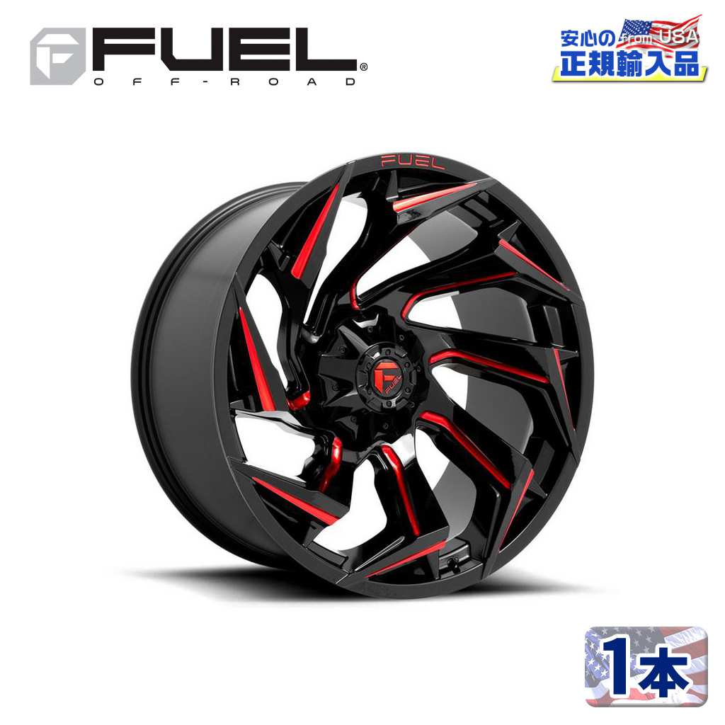 【FUEL OFFROAD（フューエルオフロード）正規輸入総代理店】18インチアルミホイール 1本汎用 D755 REACTION リアクション グロスブラックミルドW/レッドティント18×9 8H 165.1 +1 CB125.2
