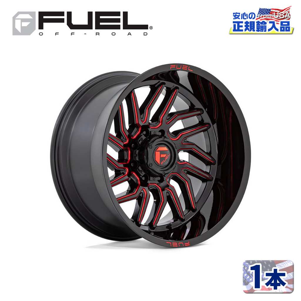 乐天商城 - 【FUEL OFFROAD（フューエルオフロード）正規輸入総代理店】20インチアルミホイール 1本汎用 D808 HURRICANE ハリケーン グロスブラックミルド/レッドティント20×10 5H 127 -18 CB71.5