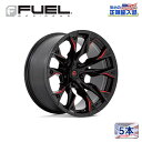 【FUEL OFFROAD (フューエルオフロード) 正規代理店】20インチアルミホイール 5本セットD823 FLAME 5(フレーム ファイブ)20×12 5H127 -44 CB71.5GLOSS BLACK MILLED WITH CANDY RED 汎用/D82320207547(2)