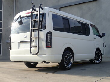 レビューキャンペーン対象商品 【GI★GEAR】 リアラダー はしご スチール製 マッドブラック TOYOTA トヨタ HIACE ハイエース 200系 ミドルルーフ ワイド 2004-2020