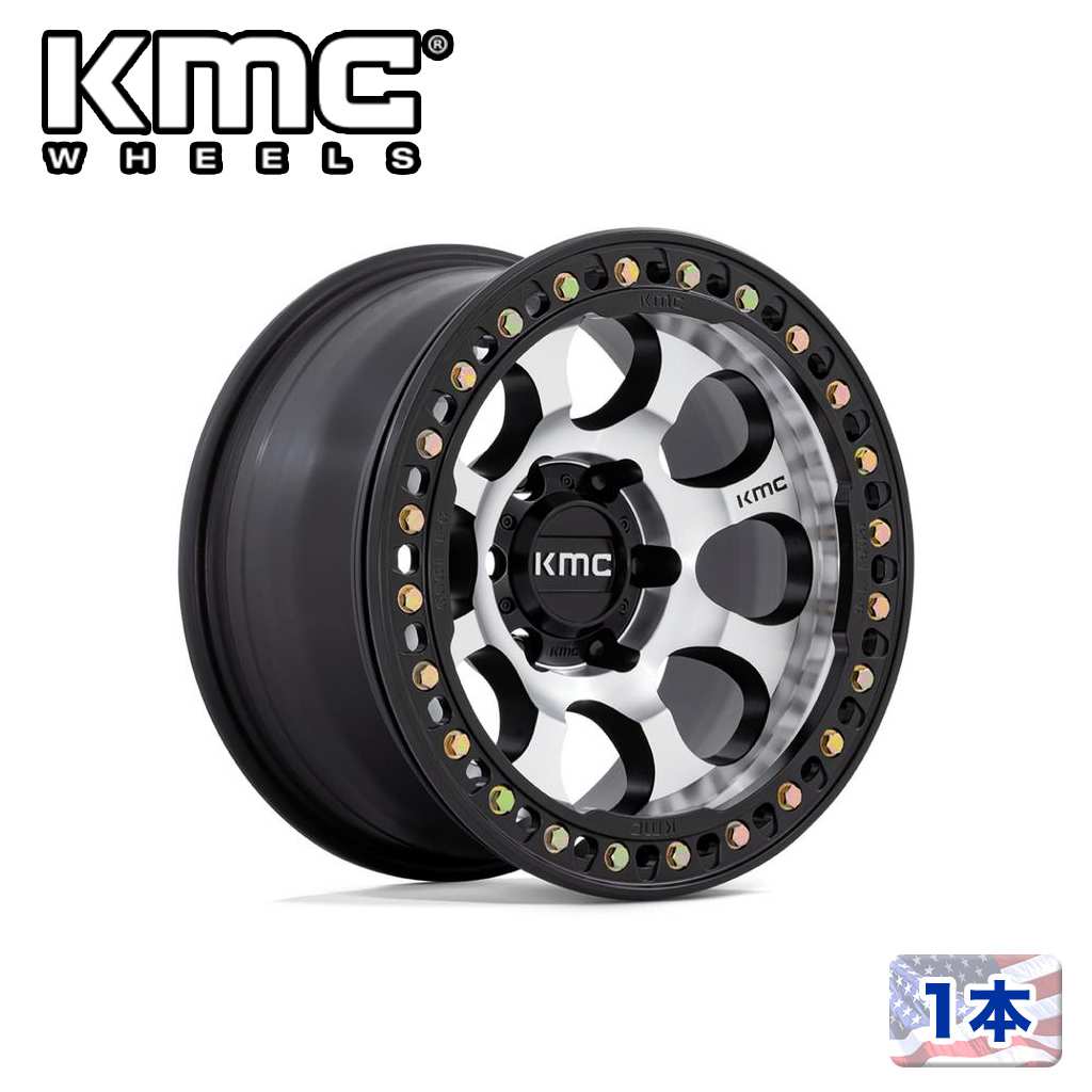 【KMC（ケーエムシー）日本販売代理店】17インチアルミホイール 1本汎用 KM237 RIOT BEADLOCK MACHINED FACE SATIN BLACK WINDOWS & RING17×8.5J 5H 127 ±0 CB71.5