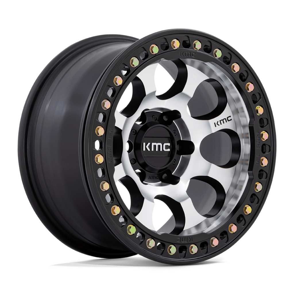 【KMC（ケーエムシー）日本販売代理店】17インチアルミホイール 1本汎用 KM237 RIOT BEADLOCK MACHINED FACE SATIN BLACK WINDOWS & RING17×8.5J 6H 139.7 ±0 CB108