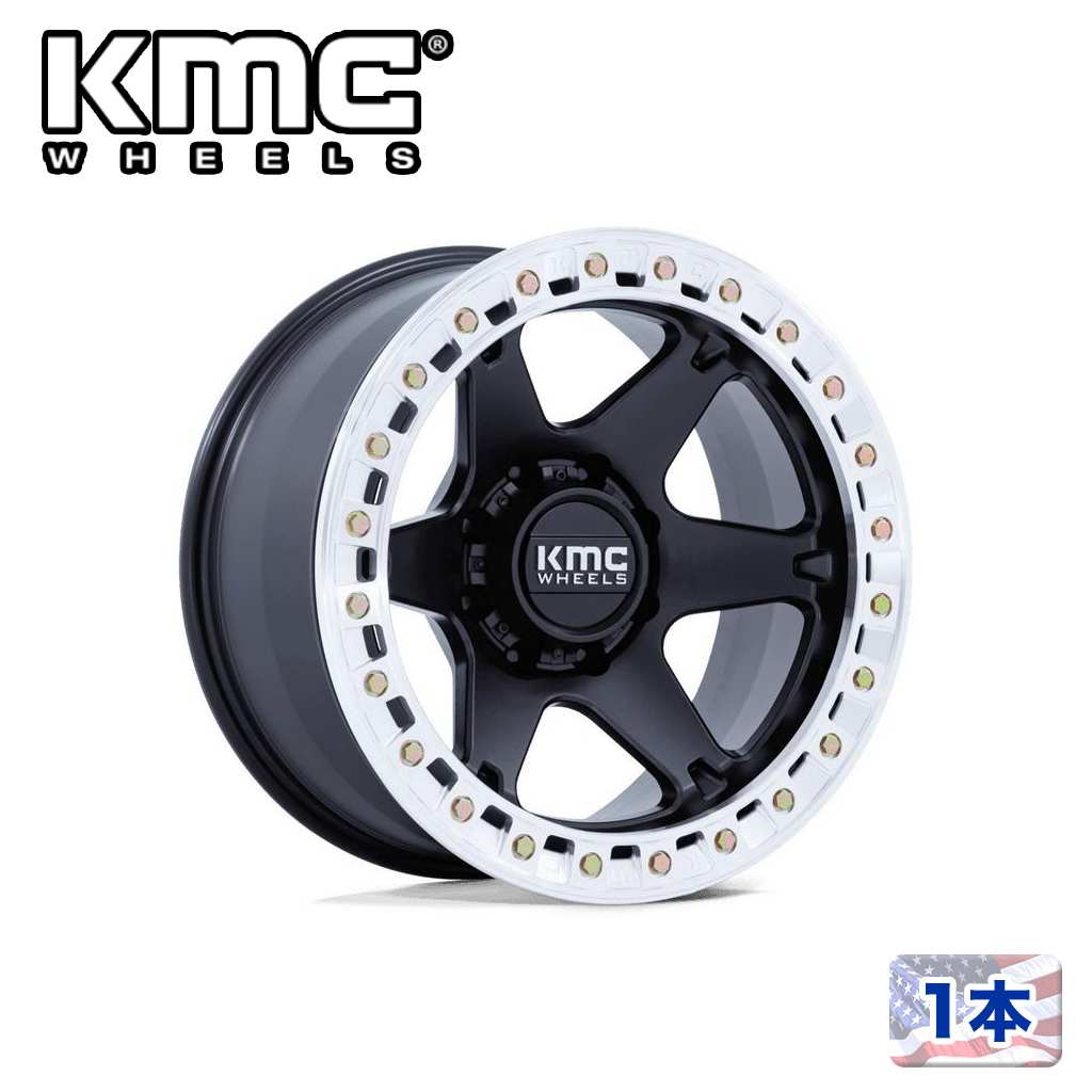 樂天商城 - 【KMC(ケーエムシー)日本販売代理店】20インチアルミホイール1本KM238 VI BEADLOCK20×10J 8H 165.1 -48 CB125.1SATIN BLACK W/ MACHINED RING 汎用