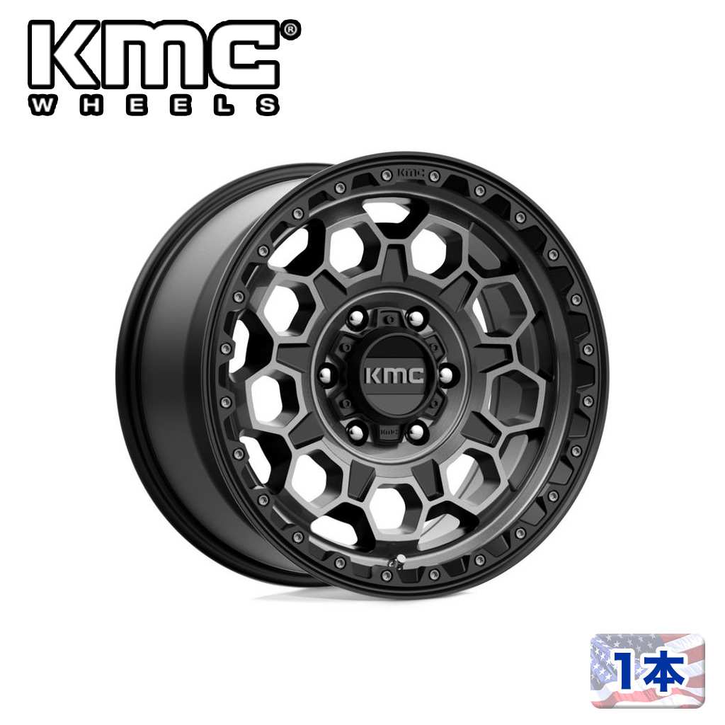 乐天商城 - 【KMC（ケーエムシー）日本販売代理店】17インチアルミホイール 1本汎用 KM545 TREK SATIN BLACK W/ GRAY TINT17×8J 6H 139.7 +20 CB106.1