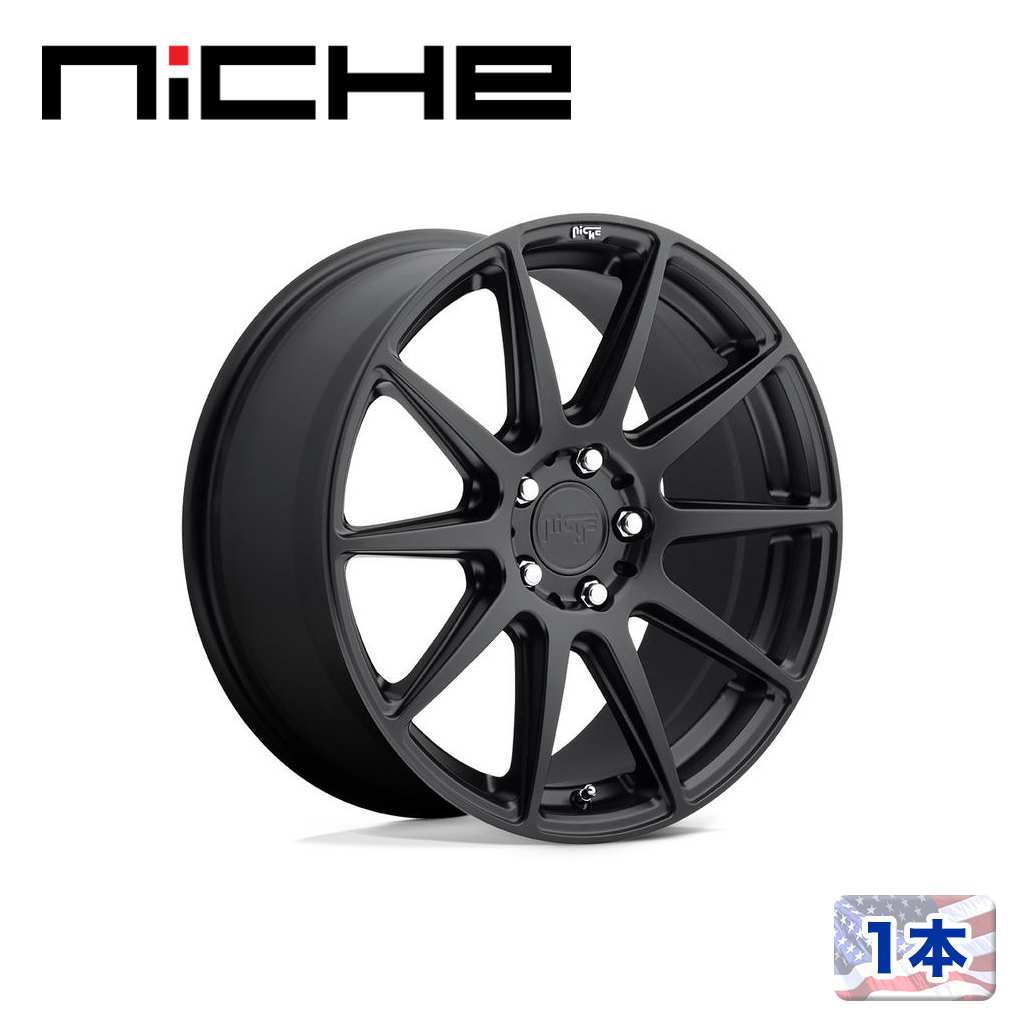 Rakuten - 【NICHE 正規品】20インチ アルミホイール 1本M147 ESSEN 20×10.5 5H 112 +27 CB66.56MATTE BLACK(マットブラック)汎用/M1472005F8+27