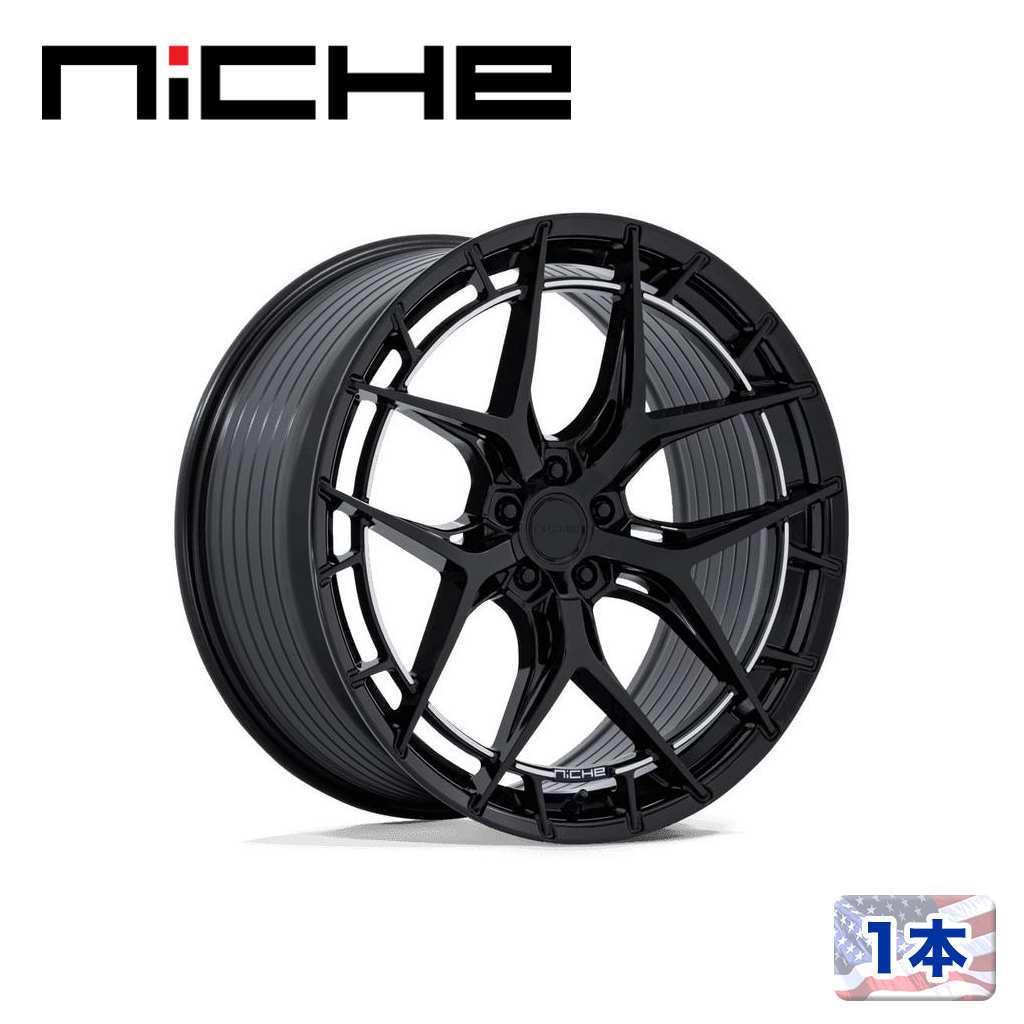 【NICHE 正規品】22インチ アルミホイール 1本NC286 RIVIERA 22×9 5H 114.3 +38 CB72.56GLOSS BLACK(グロスブラック)汎用/NC286BX22901238