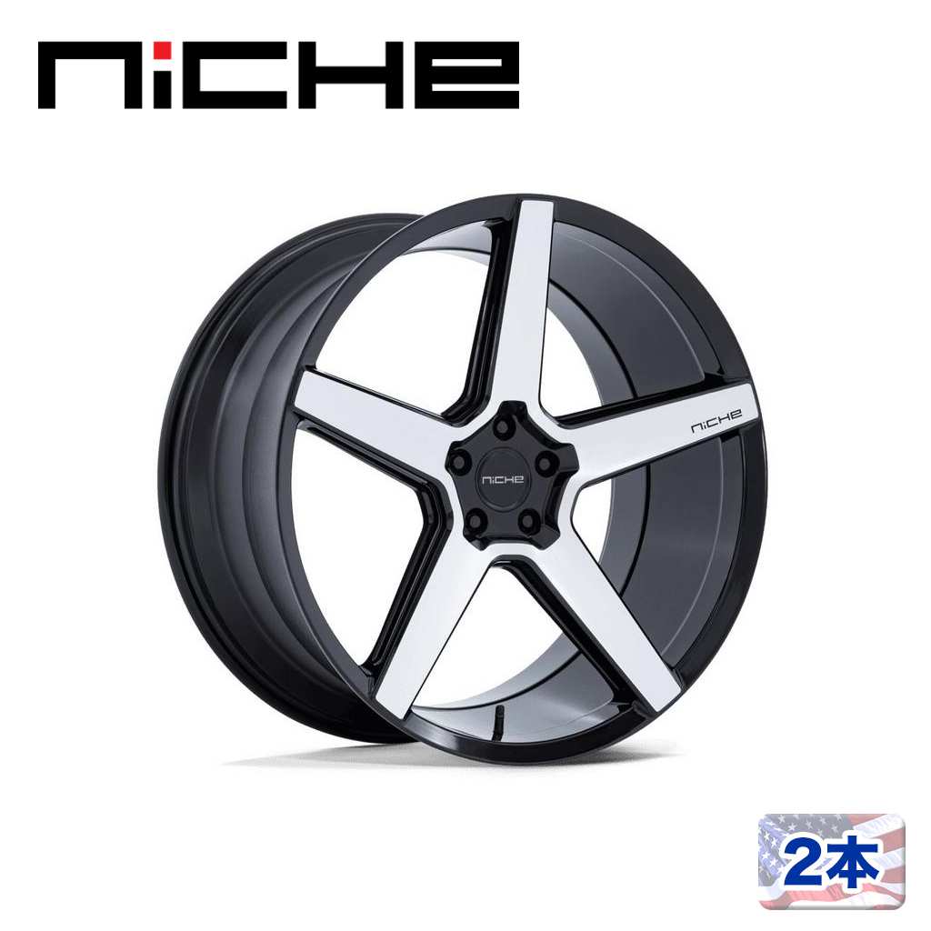 【NICHE 正規品】20インチ アルミホイール 2本NC283 MODENA 20×9 5H 114.3 +35 CB72.56GLOSS BLACK W/ MACHINED FACE(グロスブラック/マシーンドフェイス)汎用/NC283BD20901235