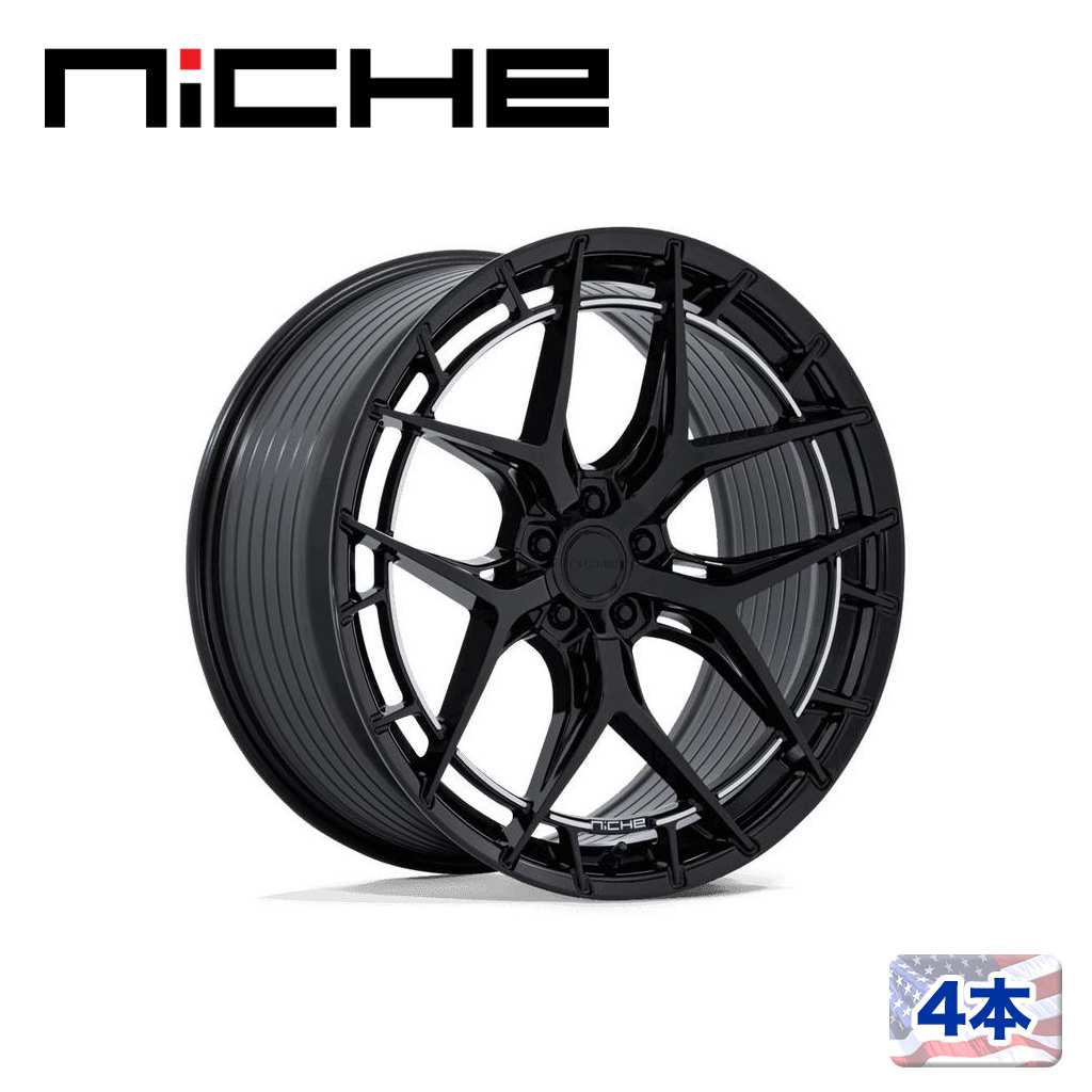 【NICHE 正規品】22インチ アルミホイール 4本NC286 RIVIERA 22×10.5 5H 112 +38 CB72.56GLOSS BLACK(グロスブラック)汎用/NC286BX22055638