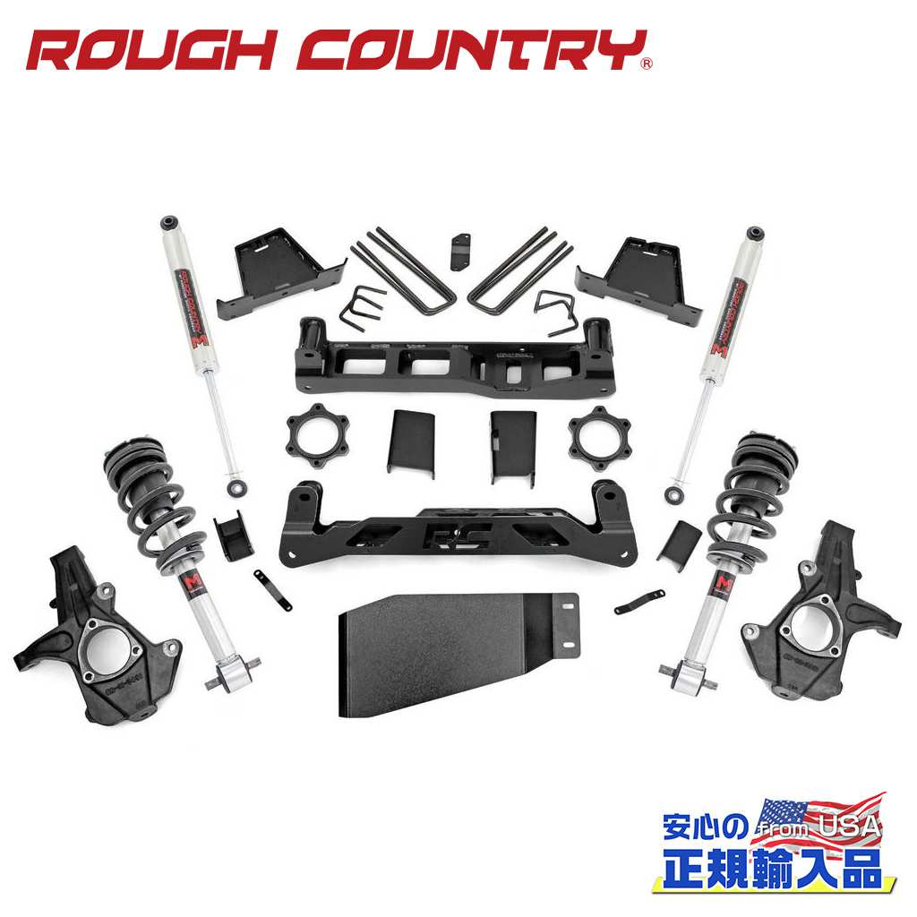 【ROUGH COUNTRY(ラフカントリー)正規輸入総代理店】6インチリフトアップキット/サスキットM1ストラット/リアショック付きChevrolet シボレー シルバラードGMC シエラ 1500 2007年〜2013年